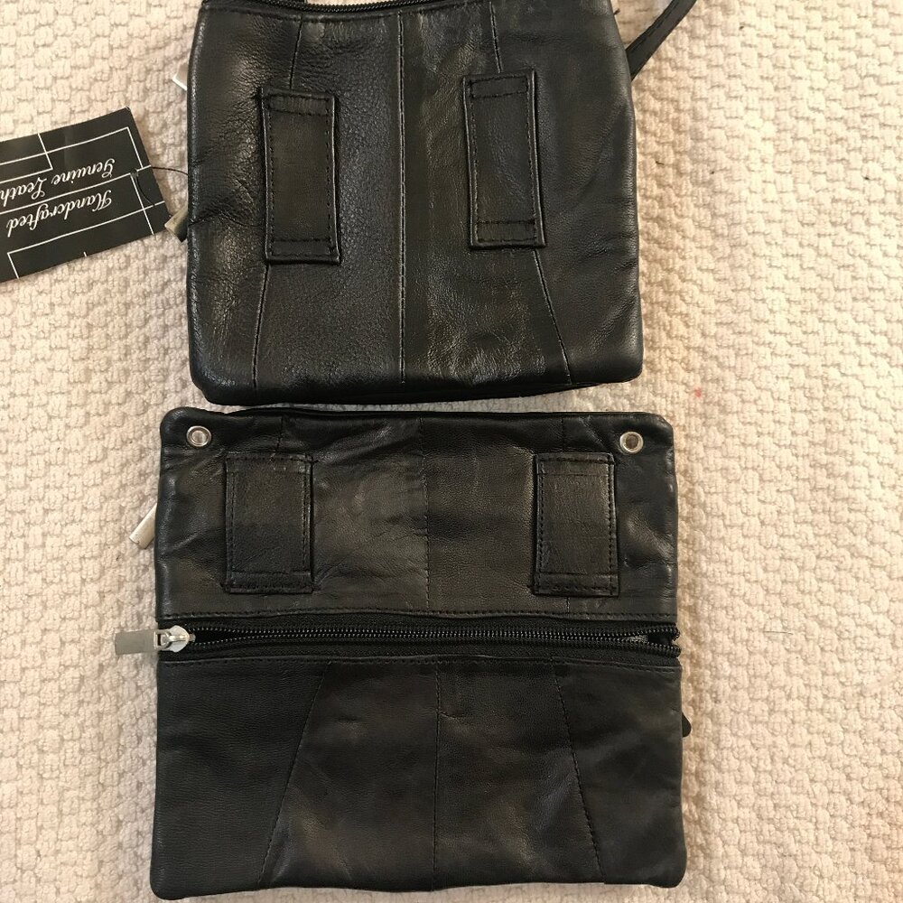 Small Black Leather Crossbody Bag with Extra Pouch - Brand New with Tags!